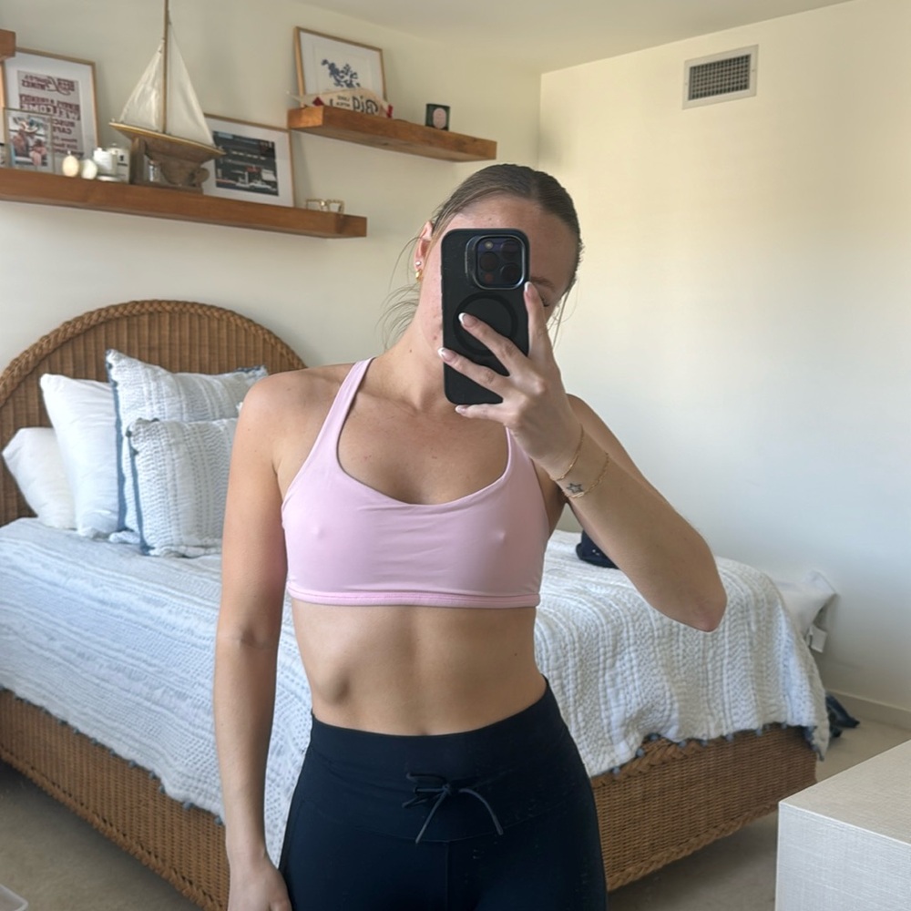 Pink Lululemon sports bra